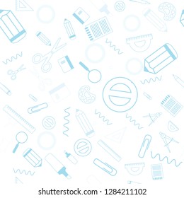seamless pattern with school icons for year planer, calendar, organizer on light background