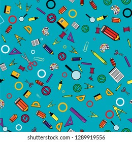 seamless pattern with school icons for year planer, calendar, organizer on light background