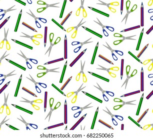 Seamless pattern of School items in Vector. Back to school