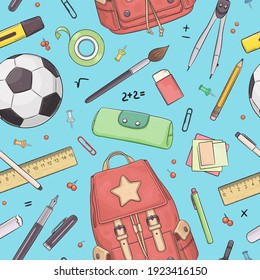 Seamless pattern with school objects. Vector illustration