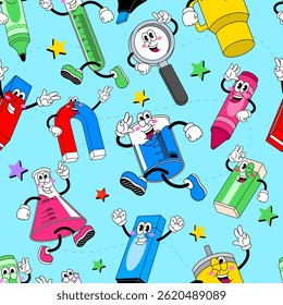 Seamless Pattern Of School Science Equiptment Vector Illustration