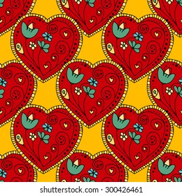 Seamless Pattern School Sketchy Doodle Design- Hand-Drawn Vector Illustration Background