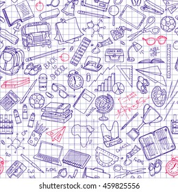 Seamless pattern with school stuff 