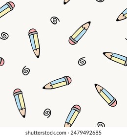 Seamless pattern with school supplies