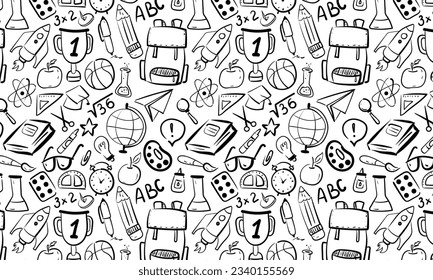 Seamless pattern with school supplies. Back to school. Vector illustration