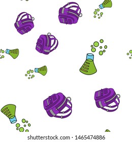 Seamless pattern of school supplies in Doodle style. Vector illustration.