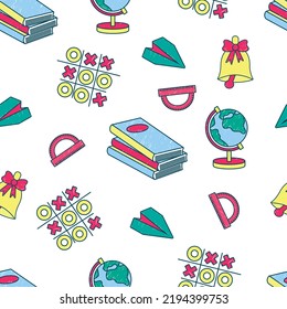 Seamless pattern with school supplies isolated on a white background. Wallpaper back to school