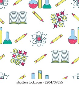 Seamless pattern with school supplies isolated on a white background. Wallpaper back to school
