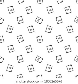 Seamless pattern of school supplies, notebook. Back to school monochrome school background, black and white