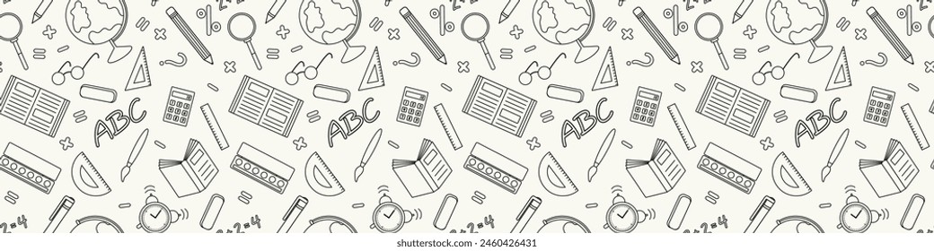 Seamless Pattern School Supplies ,Vector