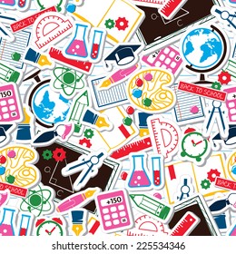 Seamless pattern - School theme, colorful and cute