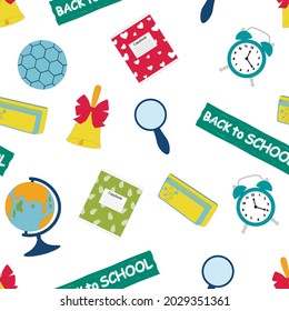 Seamless pattern school vector illustration. Education school supplies. Office supplies