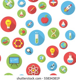 Seamless pattern with science icons vector illustration