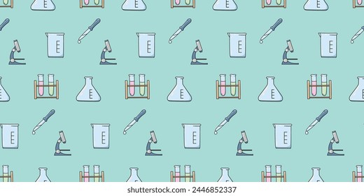 Seamless pattern with scientific elements doodle vector