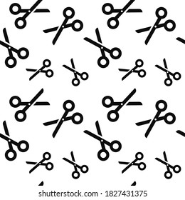 Seamless pattern with scissors silhouette. Vector background with black paper cut tool. Simple illustration