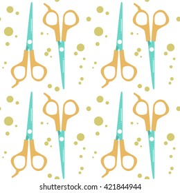 Seamless pattern with scissors in the style of flat. Vector  illustration. Objects