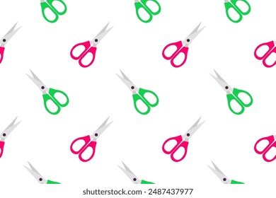 Seamless pattern of scissors. Vector illustration in flat style.