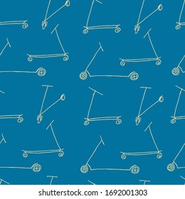 seamless pattern scooter background, simple design. doodle scooter. Vector hand drawn illustration