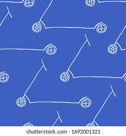 seamless pattern scooter background, simple design. doodle scooter. Vector hand drawn illustration