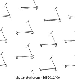 seamless pattern scooter background, simple design. doodle scooter. Vector hand drawn illustration