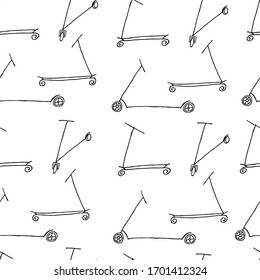 seamless pattern scooter background, simple design. doodle scooter. Vector hand drawn illustration