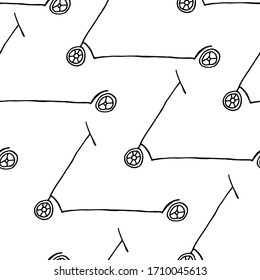 seamless pattern scooter background, simple design. doodle scooter. Vector hand drawn illustration