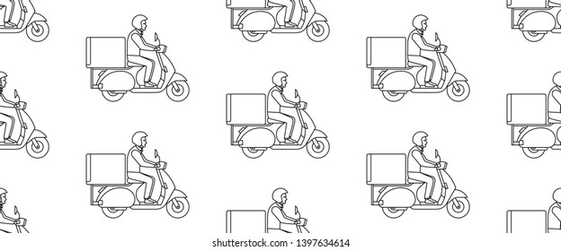 Seamless pattern with scooter. isolated on white  background