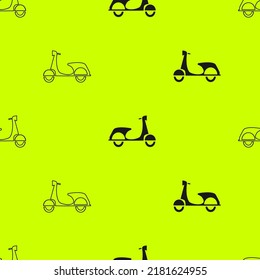 Seamless pattern of scooters on yellow background