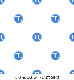Seamless pattern with scorpio zodiac sign. Astrological, horoscope sign. Zodiac symbol. Water element. Sticker. Vector illustration for design, web, wrapping paper, fabric, wallpaper.