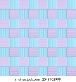 Padrão contínuo, padrão escocês, padrão Gingham, rosa e azul geométrica quadrada grade decorada com linhas horizontais e verticais alternadas, design simples e clássico.