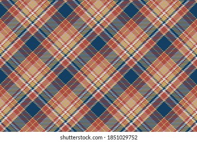 Seamless pattern of scottish tartan plaid. Repeatable background with check fabric texture. Flat vector backdrop of striped textile print.