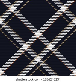 Seamless pattern of scottish tartan plaid in blue. Repeatable background with check fabric texture. Flat vector backdrop of striped textile print.