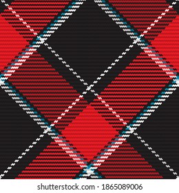 Seamless pattern of scottish tartan plaid. Repeatable background with check fabric texture. Flat vector backdrop of striped textile print.