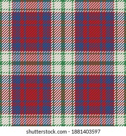 Seamless pattern of scottish tartan plaid. Repeatable background with check fabric texture. Flat vector backdrop of striped textile print.