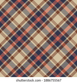 Seamless pattern of scottish tartan plaid. Repeatable background with check fabric texture. Flat vector backdrop of striped textile print.