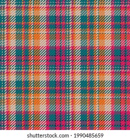Seamless pattern of scottish tartan plaid. Repeatable background with check fabric texture. Flat vector backdrop of striped textile print.