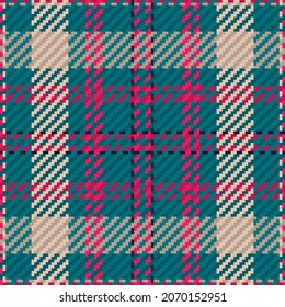 Seamless pattern of scottish tartan plaid. Repeatable background with check fabric texture. Flat vector backdrop of striped textile print.