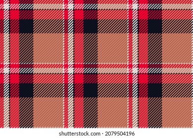 Seamless pattern of scottish tartan plaid. Repeatable background with check fabric texture. Flat vector backdrop of striped textile print.