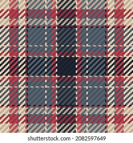 Nahtloses Muster von schottischem Tartan Plaid. Wiederholbarer Hintergrund mit Textur des Textes. Flacher Vektorhintergrund des gestreiften Stoffdrucks.