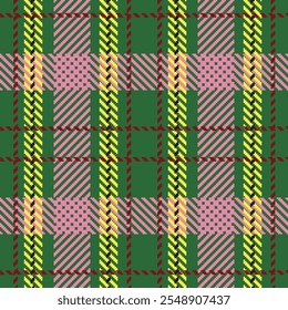 Padrão contínuo de tartan escocês xadrez. Fundo repetível com textura de tecido de verificação. Plano de fundo vetorial de impressão têxtil listrada.