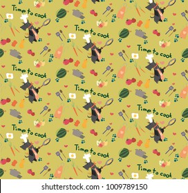 seamless pattern scottish terrier dog is cooking Picture for children kitchen
