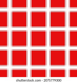 Seamless pattern of Scottish, white lines crossed on red background. Seamless for textile, fashion, cloth, wrapping paper cover skin. Vector seamless pattern.