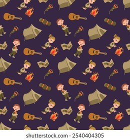 Seamless pattern with scouts. Design for fabric, textile, wallpaper, packaging	