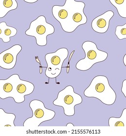 Seamless pattern with scrambled eggs. Children's cute print.