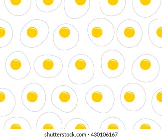 Seamless pattern with scrambled eggs. White background. Vector, illustration