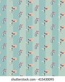 Seamless pattern. Scrapbooking. Flower and rattle-box. Blue.