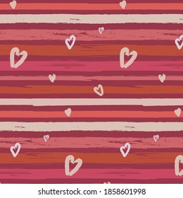Patrón sin foco. Papel de reserva. Antecedentes del Día de San Valentín con caligrafía moderna y corazones. Ilustración vectorial.