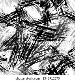 Seamless Pattern with Scratched Lines and Stripes. Cracked Strokes Texture. Grunge brushstrokes Pattern. Fashion Print Background.