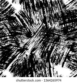 Seamless Pattern with Scratched Lines and Stripes. Dirt Ink Overlay Texture. Grungy Drawing Pattern. Bohemian Print Background.