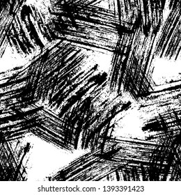 Seamless Pattern with Scratched Lines and Stripes. Dirt Ink Overlay Texture. Grungy Drawing Pattern. Bohemian Print Background.